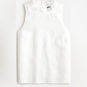 NWT white sleeveless ruffle top in linen by J. Crew